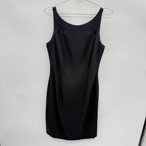 Vintage Andrea Polizzi for Rex Lester Black Sleeveless Sheath Dress Size 8 LBD